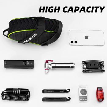 Preview: ROCKBROS | Fahrradsatteltasche – Reflektierende, Wasserdichte Tasche für Fahrradsattel, Fahrradzubehör